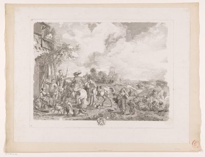 Viajeros por una posada Los bohemios Impresiones de pinturas de Philips Wouwerman (título de la serie) Oeuvres de Ph.pe Wouwermans Hollandois (título de la serie) de Jean Moyreau
