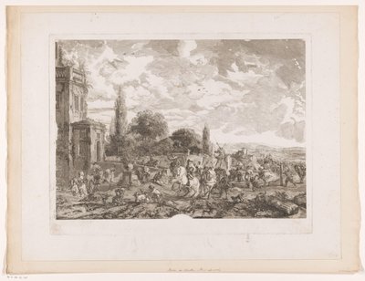 partida de caza para una casa Partie de Chasse para el Vol Impresiones de pinturas de Philips Wouwerman (título de la serie) Oeuvres de Ph.pe Wouwermans Hollandois (título de la serie) de Jean Moyreau
