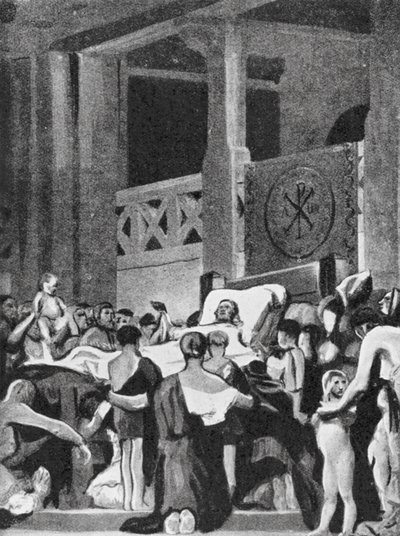 La muerte de Santa Genoveva (litografía) de Jean Paul (after) Laurens