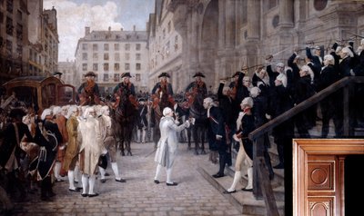 Luis XVI recibido por el nuevo alcalde de París, 17 de julio de 1789 de Jean Paul Laurens