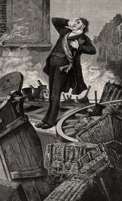 Muerte de Baudin - ilustración de Histoire d’un crime, siglo XIX de Jean Paul Laurens