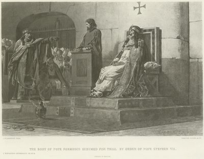 El cuerpo del Papa Formoso exhumado para juicio por orden del Papa Esteban VII de Jean Paul Laurens