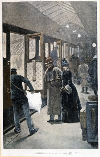 Salida del tren nocturno en la Gare de Lyon - dibujo de Sinibaldi de Jean Paul Sinibaldi