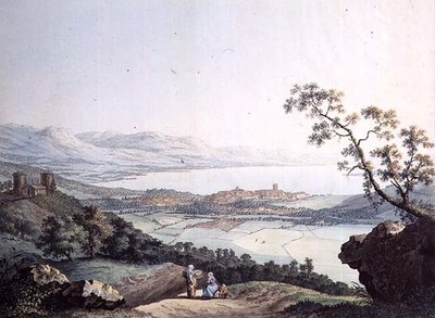 Vista de Ginebra desde Saconex en Saboya, grabado por Jean Philippe Linck II y Jacob Philippe Hackert (grabado) de Jean Philippe II (after) Linck