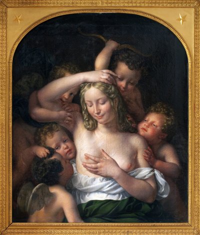Ninfa y Amor. Pintura de Jean Pierre Granger (1779-1840), óleo sobre madera, 96.5 x 82 cm de Jean Pierre Granger
