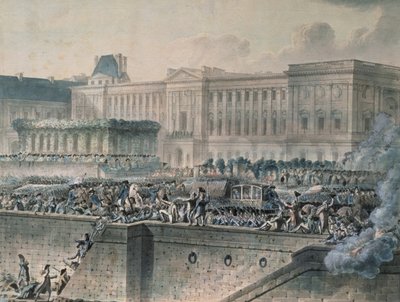La llegada de Luis XVI (1754-93) frente al Louvre, 17 de julio de 1789 de Jean Pierre Houel