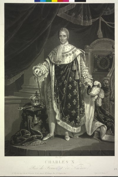 Rey de Francia Carlos X. (aguatinta) de Jean Pierre Marie Jazet