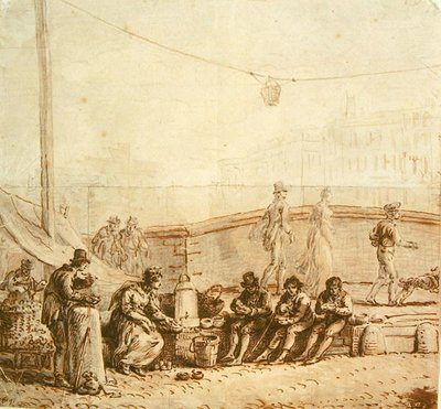 El vendedor de café en el Pont-Neuf, 1819 de Jean Pierre Norblin de La Gourdaine