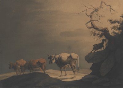 Vacas y una cabra en un paisaje, 1774 de Jean Pillement.