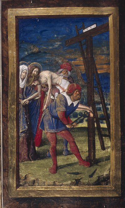 El Descendimiento de la Cruz de Lettres bâtardes, ca 1490-1510 de Jean Poyet