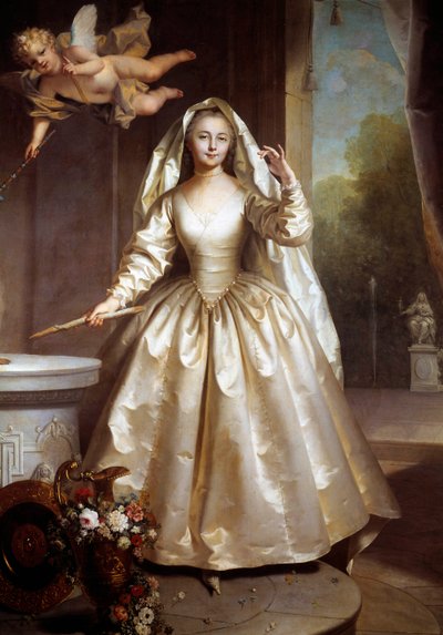 Retrato de Marie Françoise Perdrigeon, Madame Boucher (1716-1734) en vestal de Jean Raoux
