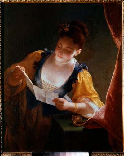 Joven mujer leyendo una carta de Jean Raoux