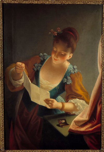 Joven mujer leyendo una carta de Jean Raoux