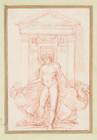 Puerta con figura desnuda y criaturas aladas de Jean Robert Ango