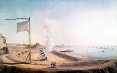 Vista del campamento de Boulogne-sur-Mer : Napoleón observando la flota inglesa de Jean Rodolphe Gautier
