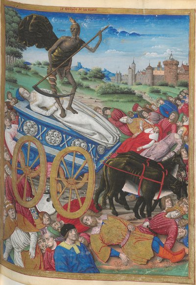 El triunfo de la Muerte: la muerte de Laura. Miniatura de Pétrarque, Les Triomphes, 1500-1505 de Jean Serpin
