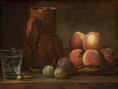 Fruta, jarra y un vaso, c. 1726-1728 de Jean Baptiste Simeon Chardin