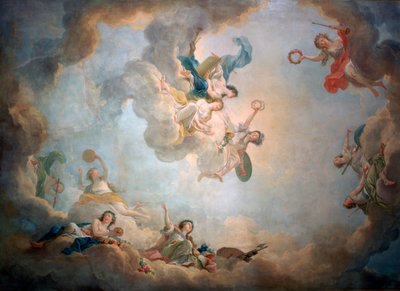 Techo de la sala de juegos de María Antonieta, Chateau de Fontainebleau, c1763-1811 de Jean Simon Berthelemy