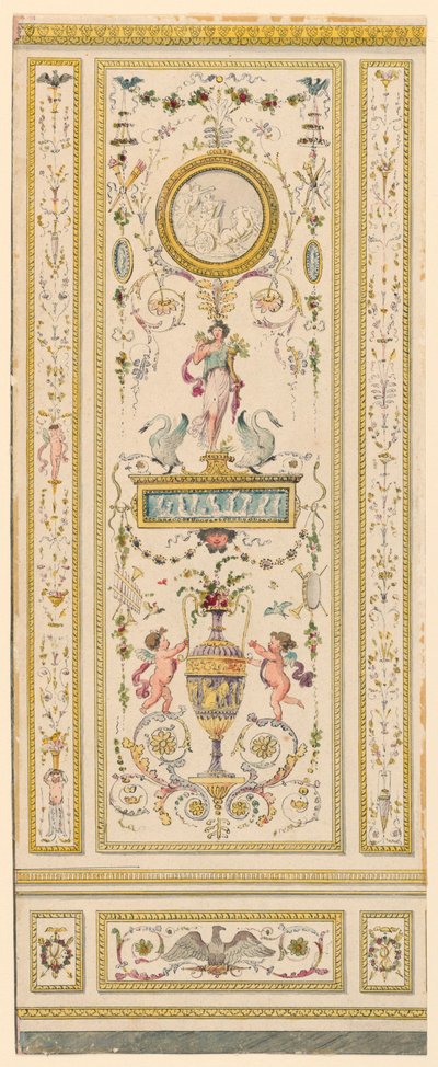 Dibujo, panel ornamental, 1775-1800 de Jean Simeon Rousseau