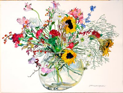 Late Summer in Glass Bowl (acuarela y tinta sobre papel) de Jean Swan Gordon