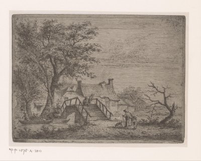 Paisaje con puente de madera sobre un río de Jean Théodore Joseph Linnig
