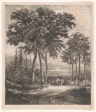 paisaje con carro de caballos de Jean Théodore Joseph Linnig