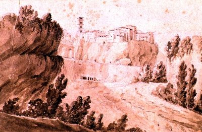Vista de la Ciudad de Bracciano, c.1810 de Jean Thomas Thibault