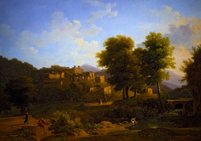 Vista de un pueblo en las colinas de Sabine de Jean Victor Bertin