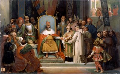 Carlomagno recibe a Alcuino, 780 de Jean Victor Schnetz