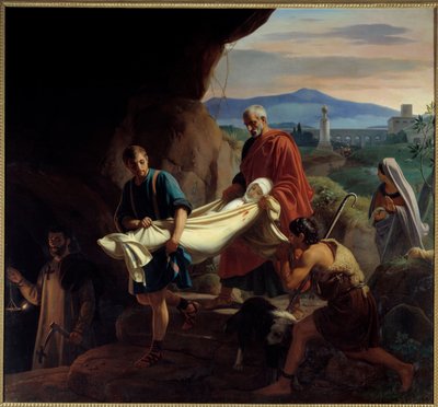 Funeral de una joven cristiana en las catacumbas de Roma en tiempos de persecución de Jean Victor Schnetz