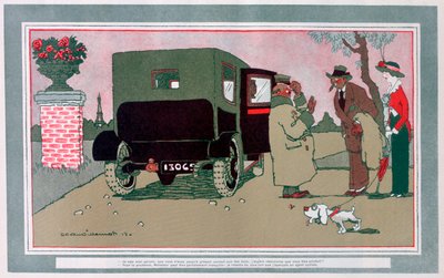 El nuevo chófer, caricatura automovilística francesa de Jean Villemot