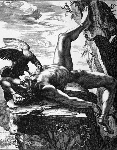 Prometeo encadenado - en Pinturas del templo de las Musas de De Marolles. París de Jean Warin