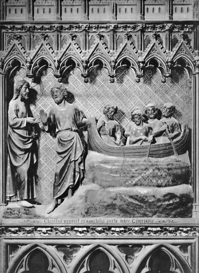 Catedral, interior, pantalla del coro, Jesucristo apareciendo en el Lago Tiberíades, la pesca milagrosa, c.1340-51 de Jean and Jean Le Boutellier Ravy