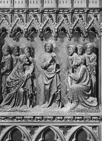 Catedral, interior, pantalla del coro, Jesucristo apareciendo a los apóstoles y discípulos en Galilea, c.1340-51 de Jean and Jean Le Boutellier Ravy