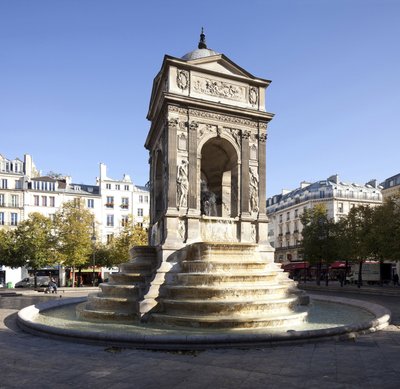 Vista de la Fontaine des Innocents, fuente monumental construida en 1549 bajo el reinado de Enrique II (1519-1559) de Jean and Lescot Pierre Goujon