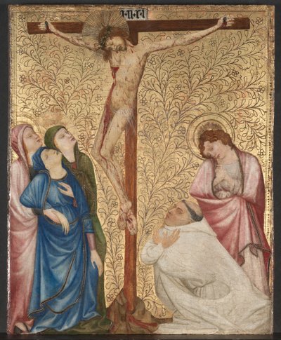 Calvario con un monje cartujo, c.1389-95 (óleo sobre tabla de roble) de Jean de Beaumetz