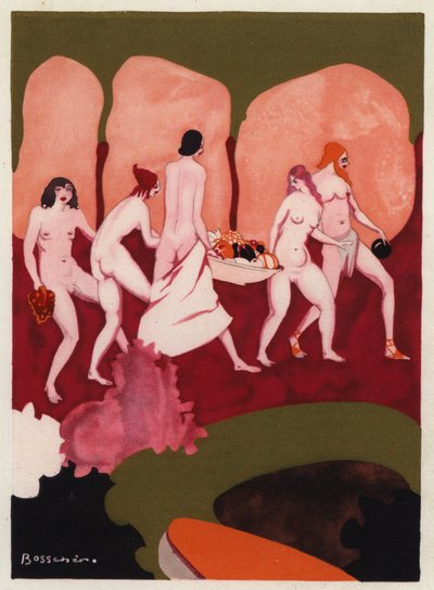 Los libros de amor de Ovidio: Cautivas a tu paso, jóvenes y doncellas te seguirán (litografía en color) de Jean de Bosschere