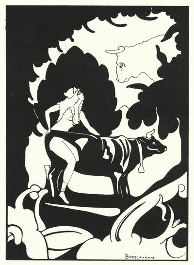 Los libros de amor de Ovidio: Engañados por la imagen de una vaca (litografía en color) de Jean de Bosschere