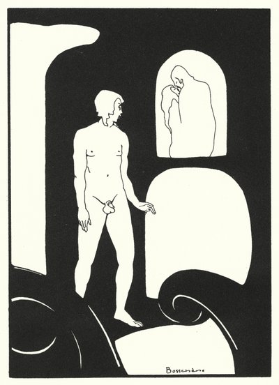 Los libros de amor de Ovidio: El imprevisto encuentro de unos amantes apasionados (litografía en color) de Jean de Bosschere