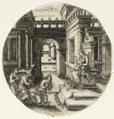 La Virgen Sentada en un Altar de Jean de Gourmont