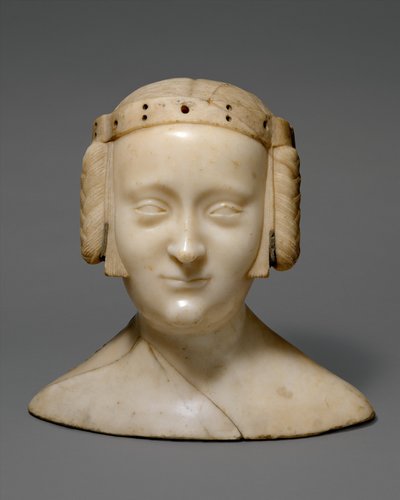 Busto de Efigie de Tumba de Marie de France, c.1381 (mármol con incrustaciones de plomo) de Jean de Liege