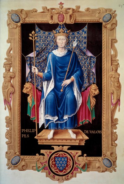 Retrato a pie del rey Felipe VI de Valois (1293-1350) Miniatura de Jean du Tillet (1484-1520) del "Recueil des reyes de Francia" siglo XVI París, B.N. de Jean du Tillet