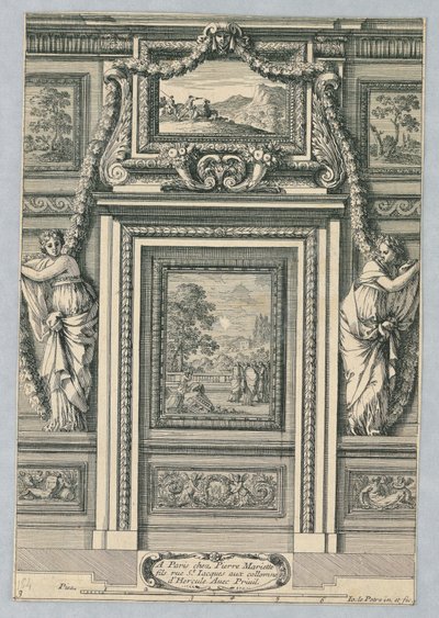 Diseño para puerta, de "Placarts Out Ornemens" de Jean le Pautre