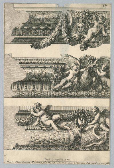 Diseño para marcos pintados, de "Bordures de Tableau" de Jean le Pautre