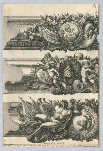 Diseño para marcos pintados, de "Bordures de Tableau" de Jean le Pautre