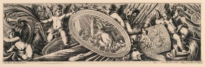 Friso: Trofeos de armas y putti de Jean le Pautre