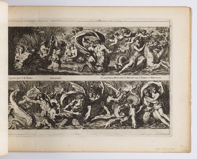 Lámina de "Frises, feuillages ou tritons marins, à la romaine" de Jean le Pautre