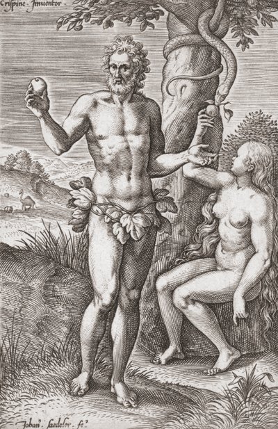 Adán y Eva en el Jardín del Edén. (imprimir) de Jean or Johann Sadeler