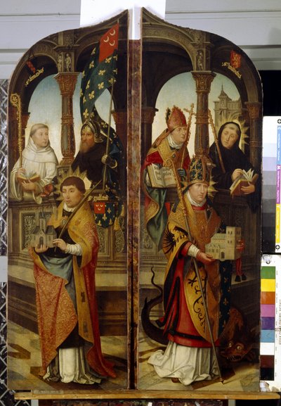 Saint Trond y Saint Guillaume. Paneles firmes de un tríptico (San Trudo y San Guillermo. Dos Paneles laterales del Tríptico). Pintura de Jean (Jehan) Bellegambe (Belgamb, Belgand) (1470-1534), óleo sobre lienzo de Jean the Elder Bellegambe