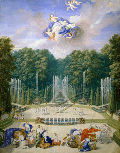Francia, Versalles, Juegos de agua en los jardines, por Jean Cotelle de Jean the Younger Cotelle